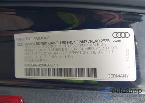 2021 Audi A4 Premium Plus 45 Tfsi S Line Quattro S Tronic z USA, uszkodzony, nr VIN WAUEAAF42MA039091